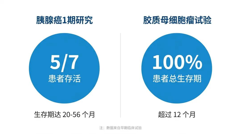 DOC1021在胰腺癌和胶质母细胞瘤早期临床试验中的积极数据对比图