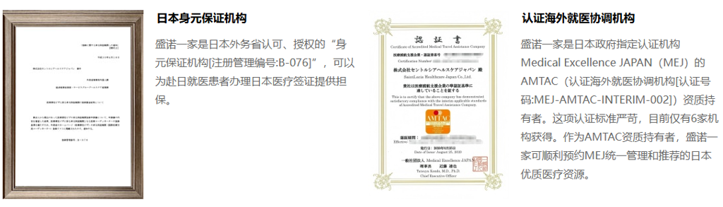 盛诺一家日本就医资质文件